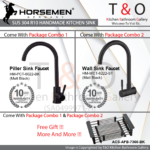 Horsemen Nano Black SUS304 R10 Single Bowl Handmade Kitchen Sink. Code : HM-SB-NT7845-BK