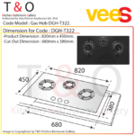 Vees Delicooker DGH-T322 4.6kW Firepower Triple Burner Gas Hob – Brand of Malaysia.