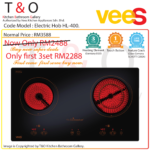 Vees Delicooker HL-400 Ceramic Double Burner Electric Hob 4000W with Germany SCHOTT CERAN (Save Energy) – Brand of Malaysia.