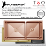 Horsemen Nano Rose Gold SUS304 R10 Double Bowl Handmade Kitchen Sink. Code : HM-DB-NT8245-RG