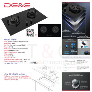 DE&E Ultra Slim 5.2kw Build-in Hob: S7852