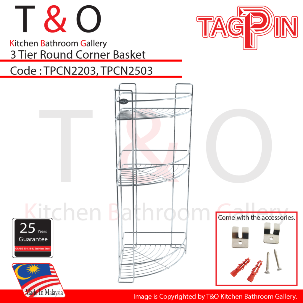 3-Tier Corner Rack 220mm and 250mm – T&O Kitchen Bathroom Gallery