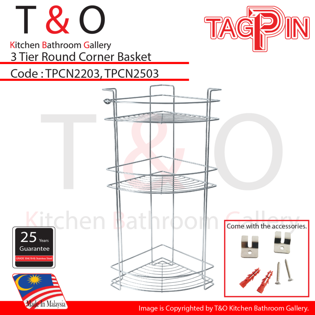 3-Tier Corner Rack 220mm and 250mm – T&O Kitchen Bathroom Gallery