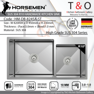 Horsemen SUS304 R10 Double Bowl Handmade Kitchen Sink. Code : HM-DB-8245A-ST